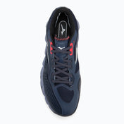 Mizuno Wave Enforce Tour 2 navy and grey padel shoe front angled view – Padelave