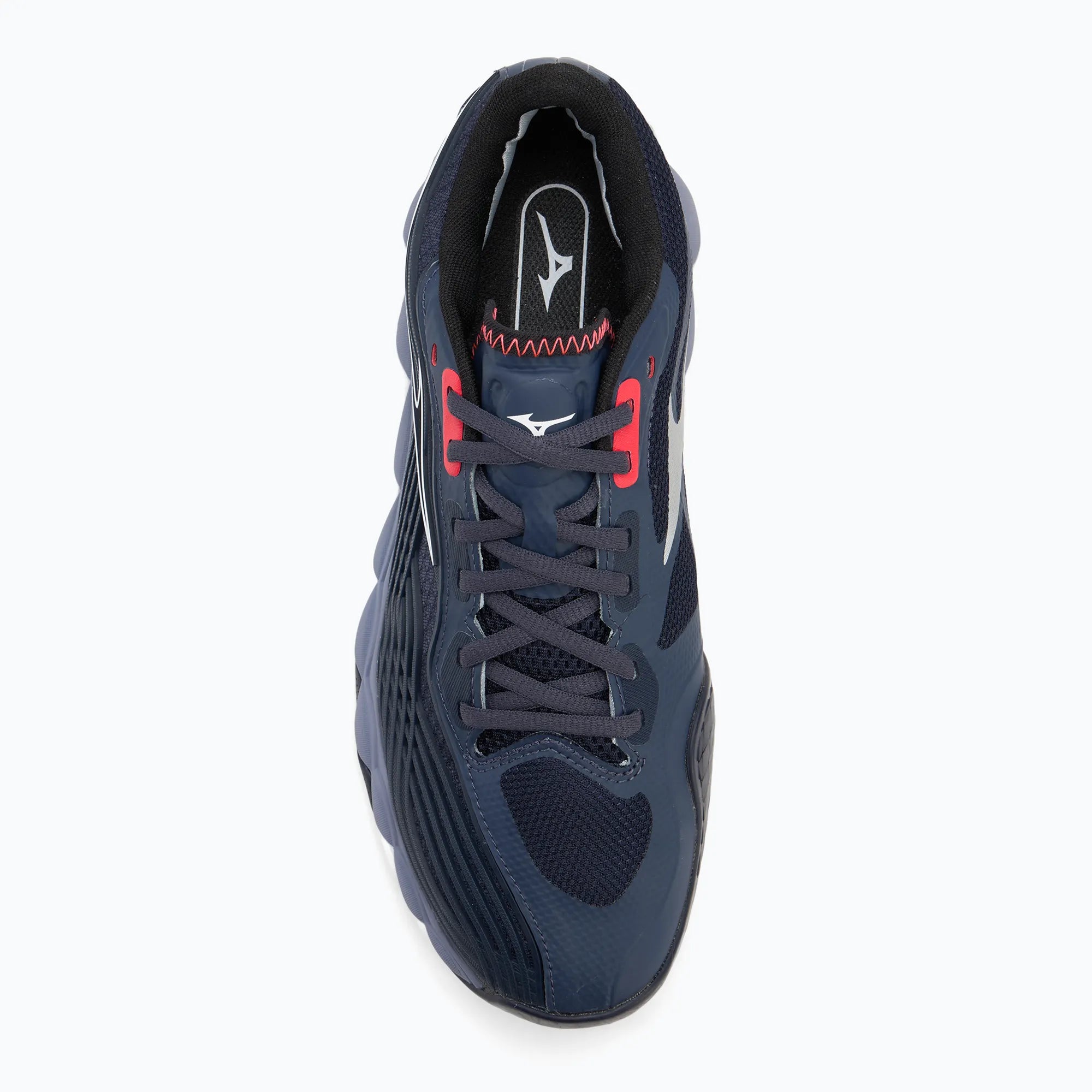 Mizuno Wave Enforce Tour 2 navy and grey padel shoe front angled view – Padelave
