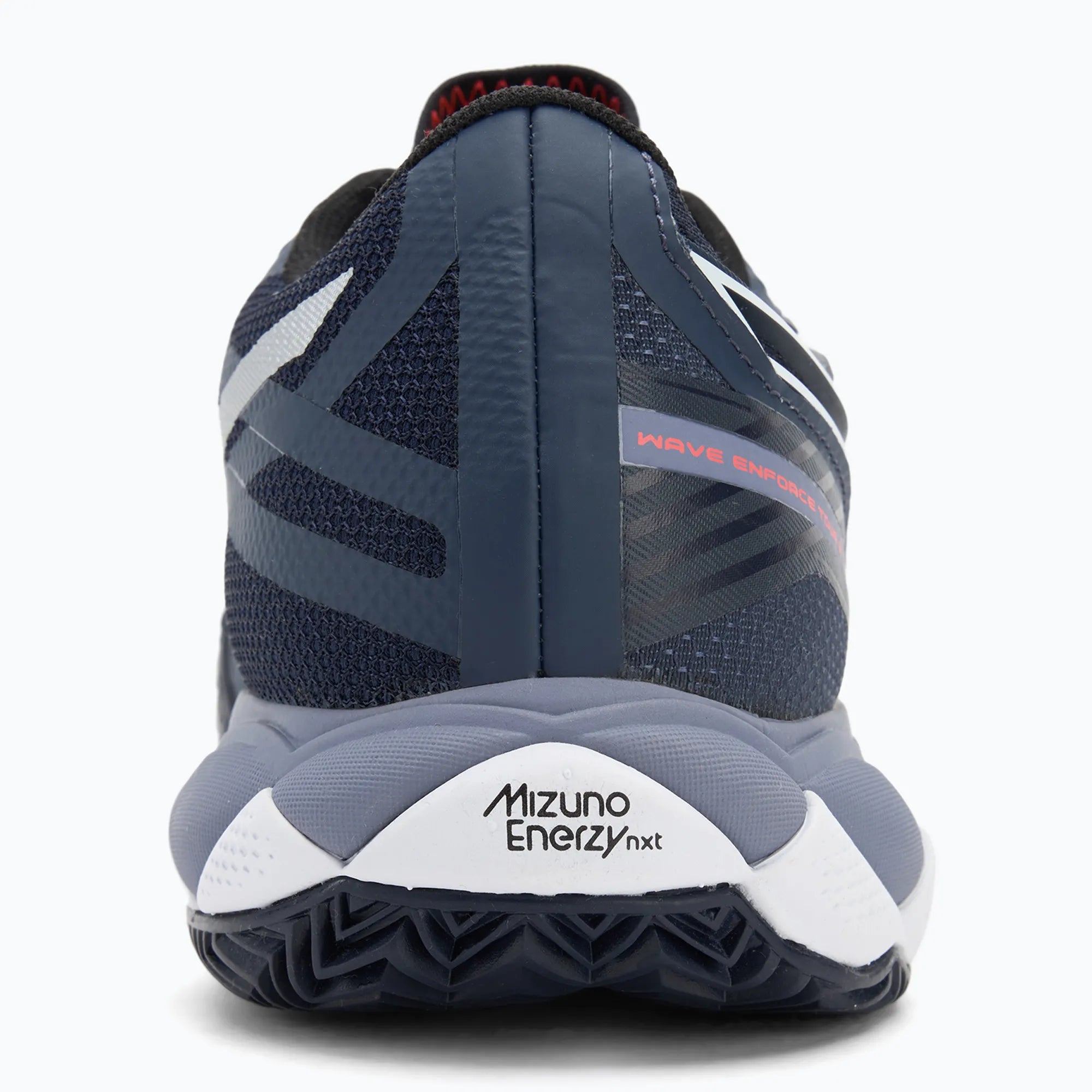 Mizuno navy padel shoe back view with Mizuno Enerzy nxt branding – Padelave