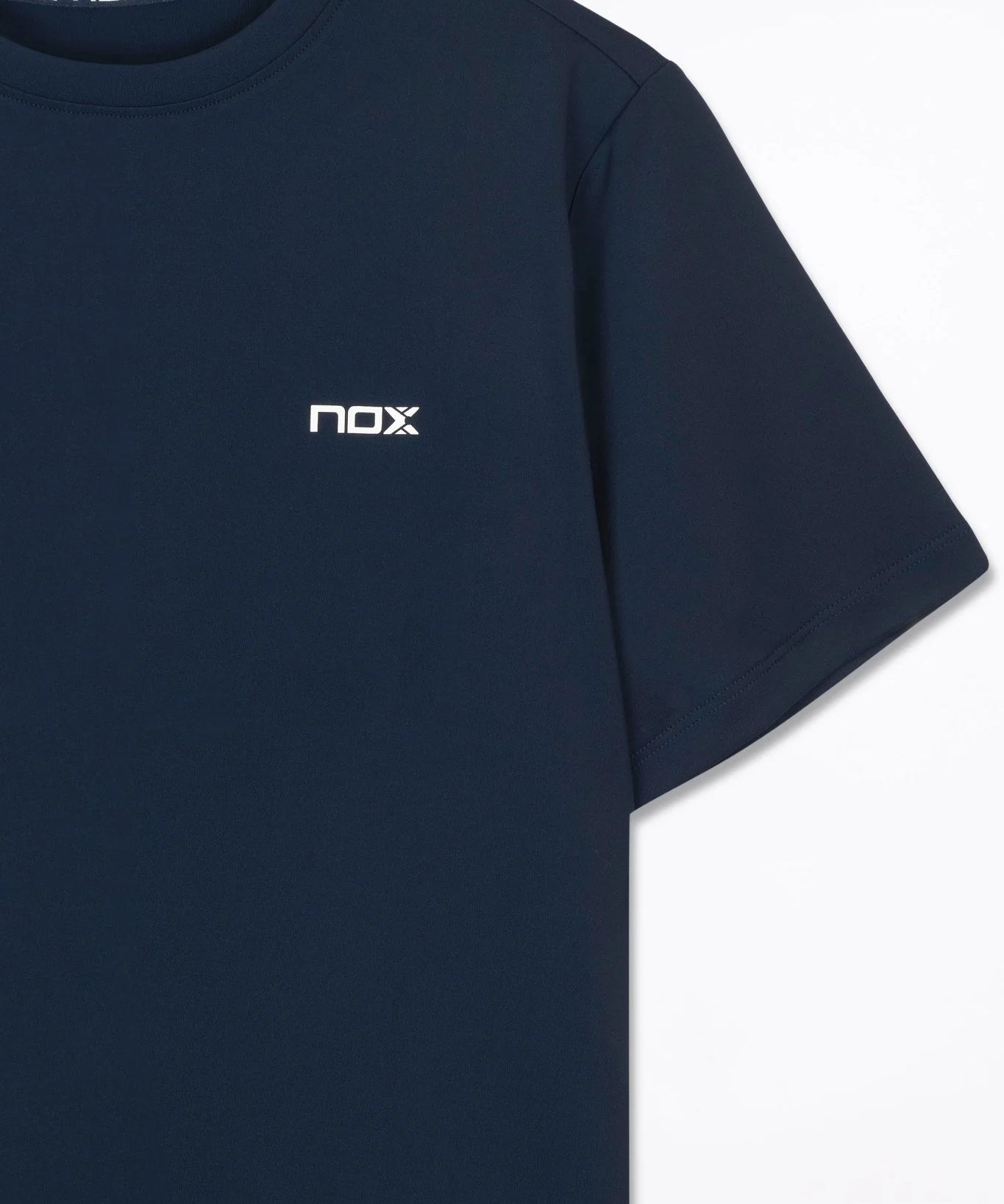 Men’s navy padel t-shirt flat laid front display