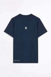 Men’s navy padel t-shirt flat front logo centre product view