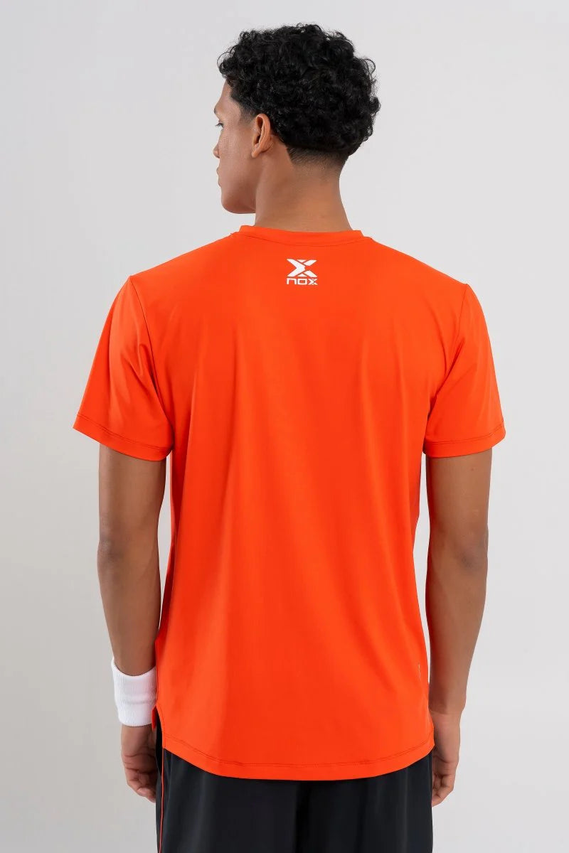 Men’s orange padel t-shirt back view