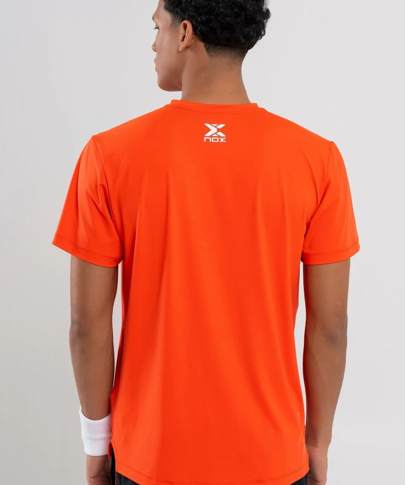Men’s orange padel t-shirt back view